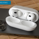 The Apple AirPods Pro 2nd Generation in an open charging case sitting on top of an iPhone 12 Pro.